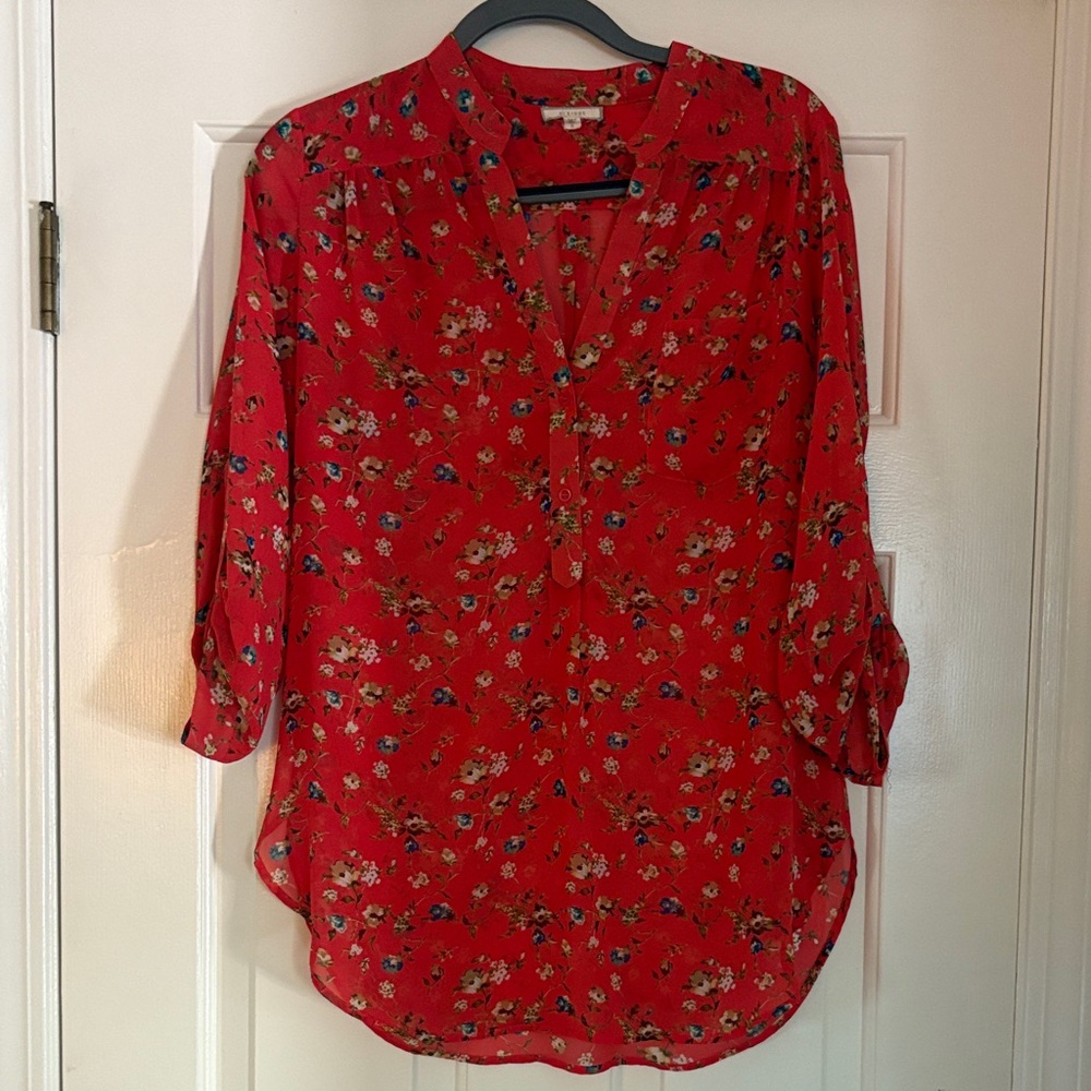Pleione Red Floral Blouse